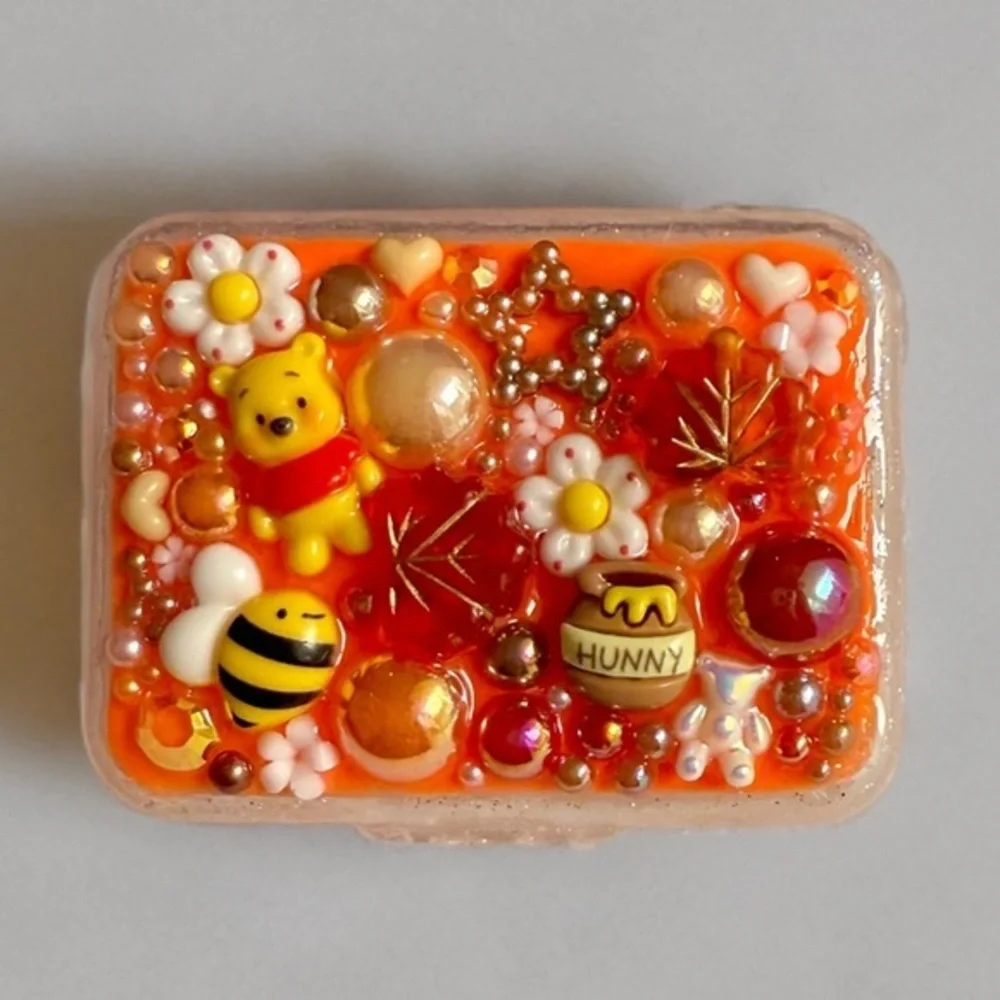 Decoden Mini Pill Case Box, Winnie The Pooh Theme, Kawaii Junk Style Handmade